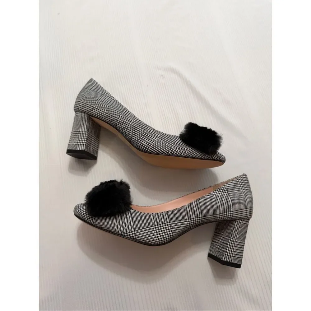 Kate Spade New York Women’s Carine Black White Pom Pom Heels Pumps Size 7 M